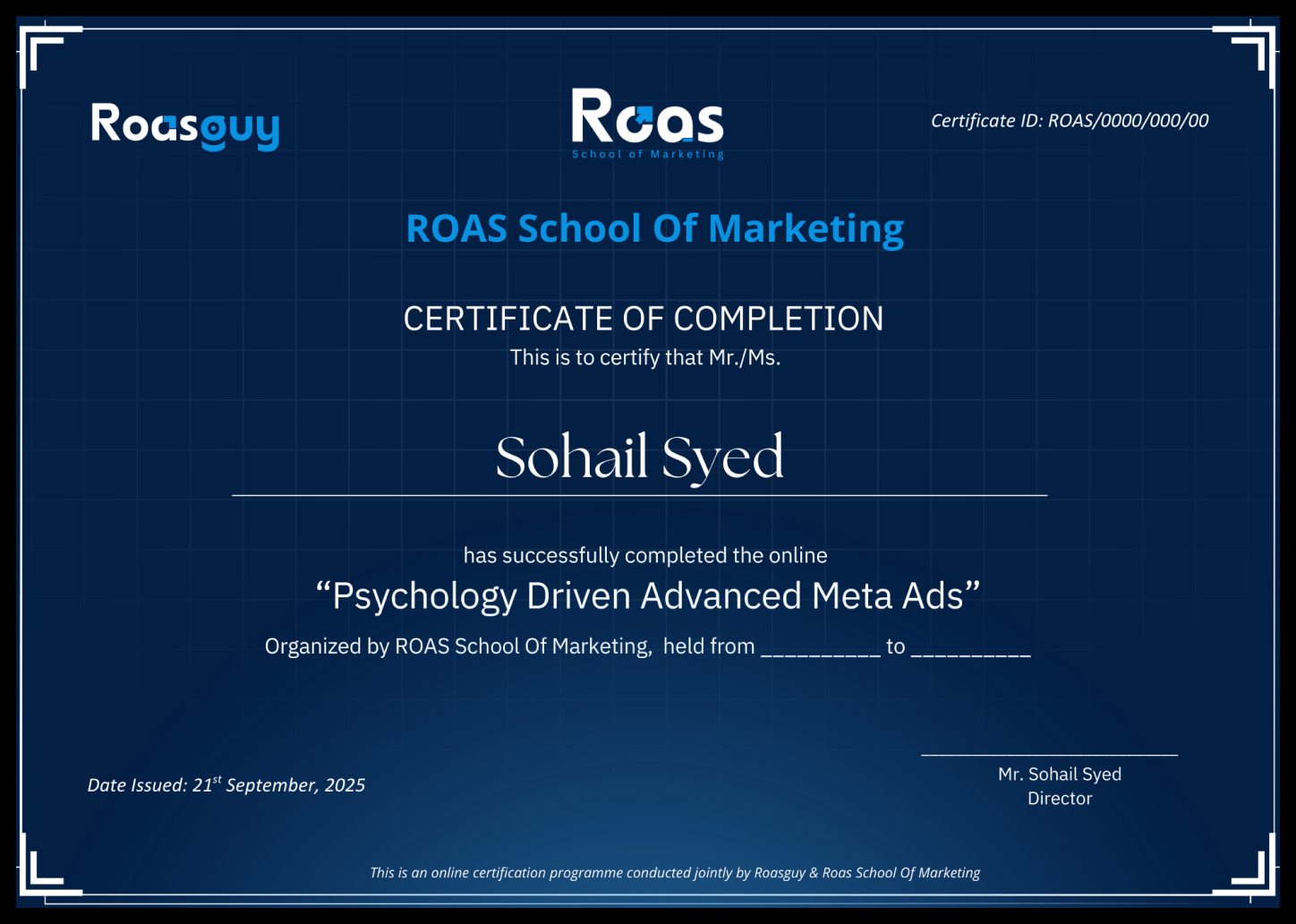 ROAS School Of Marketing Certificate